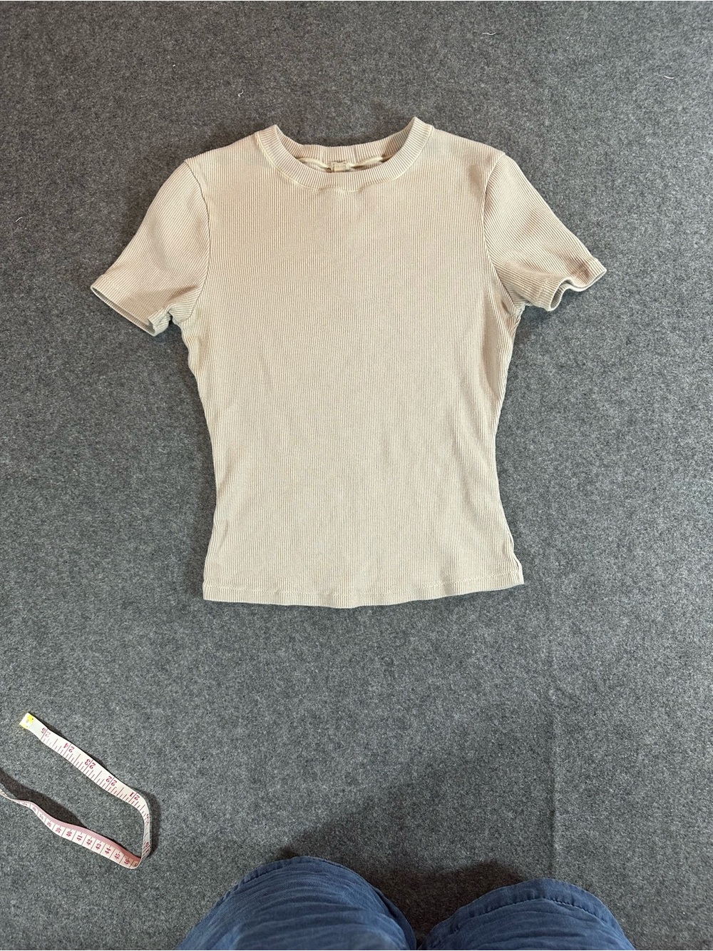 SKIMS tan Ribbed Short Sleeve Tee